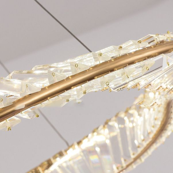 Light Luxury Style Crystal Pendant Lighting LED Hanging Lamp Kit for Dining Room Living Room