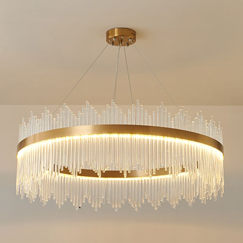 Modern Luxury LED Hanging Light Metal Linear Chandelier for Living Room