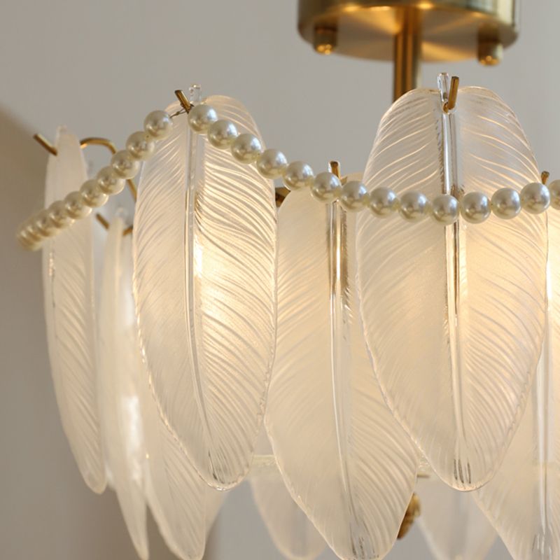 Faire de plumes lampe de plafond support de fer moderne monte à chasse à lampe à lampe en verre pour balcon