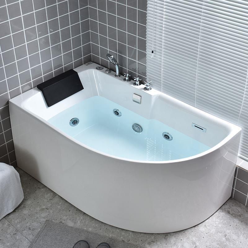 Modern Corner Acrylic Bathtub Back to Wall Bathtub with Drain and Massage Device