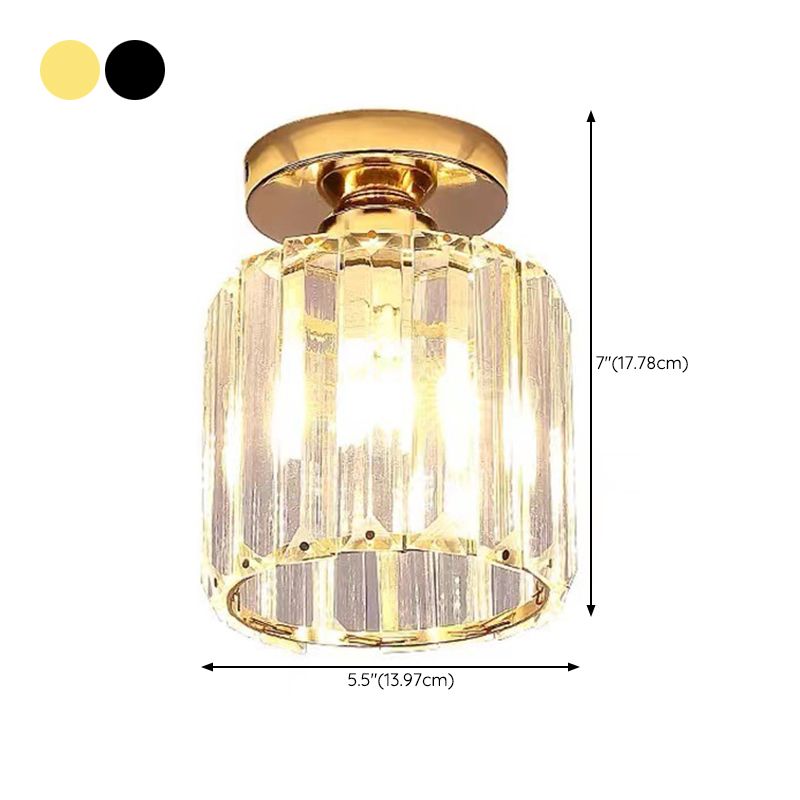 Modern Geometry Shape Ceiling Light with Crystal Shade for Living Room