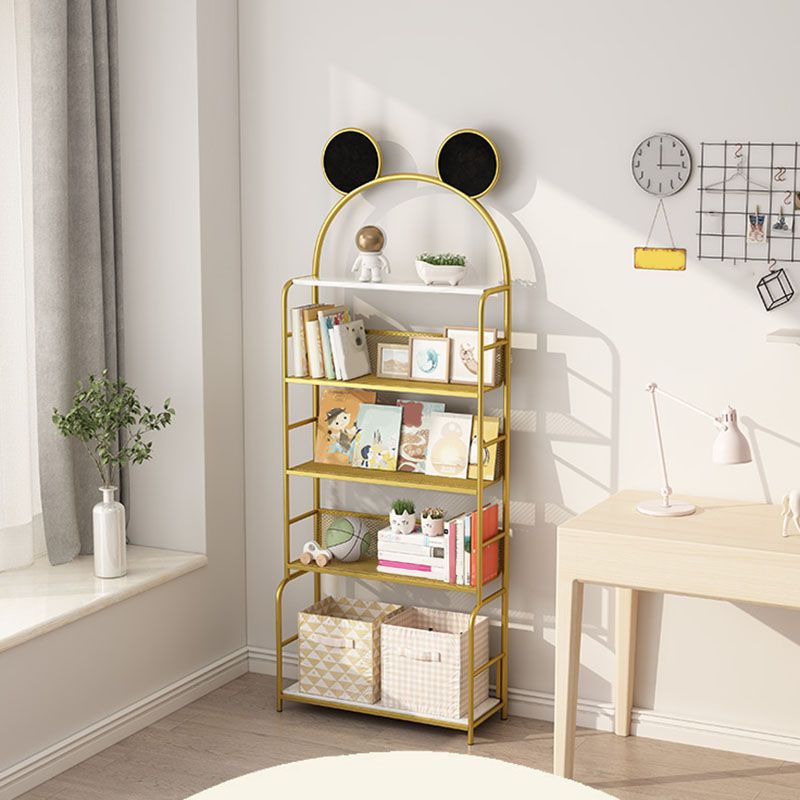Modern Metal Bookshelf Etagere Vertical Open Shelf Bookcase in Burnish