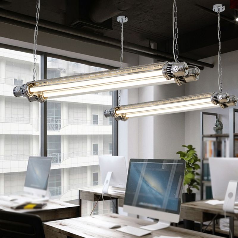 Modern Metal Ceiling Light Tube Shape Island Light with Acrylic Shade for Living Room