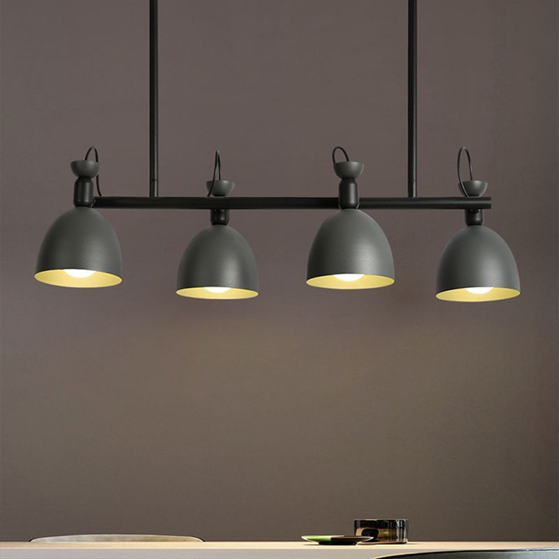 Macaron Bell Island Pendant Iron 4/6 Bulbs Dining Room Swivelable Hanging Lamp Fixture in Grey/Blue/Green