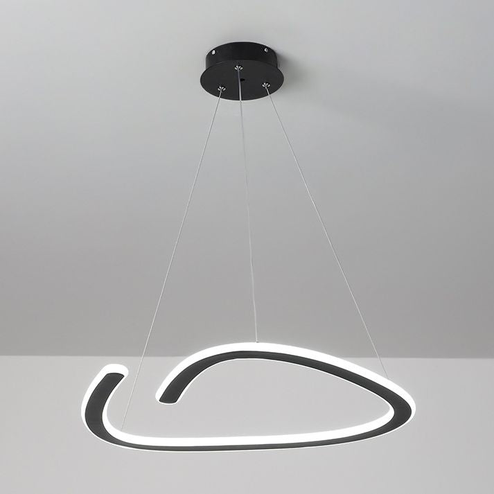 Metal Shaded Chandelier Lighting Fixture Modern LED Suspended Lighting Fixture in Black