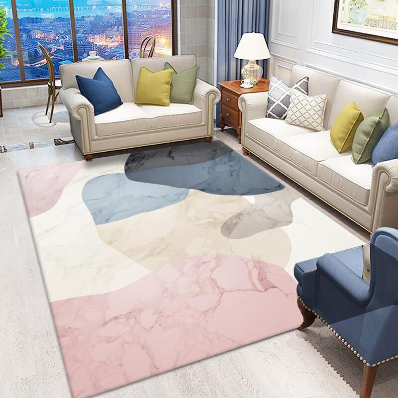 Simplicity Abstract Indoor Rug Stylish Comfort Rectangle Carpet Polyester Non-Slip Backing Rug for Living Room