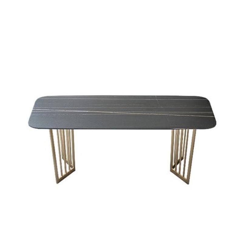 Rectangle Dining Table Double Pedestal Dining Table with Stone Top