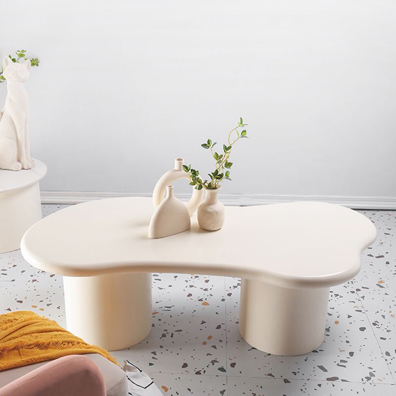 15"H Contemporary Coffee Table Wooden White Coffee Cocktail Table