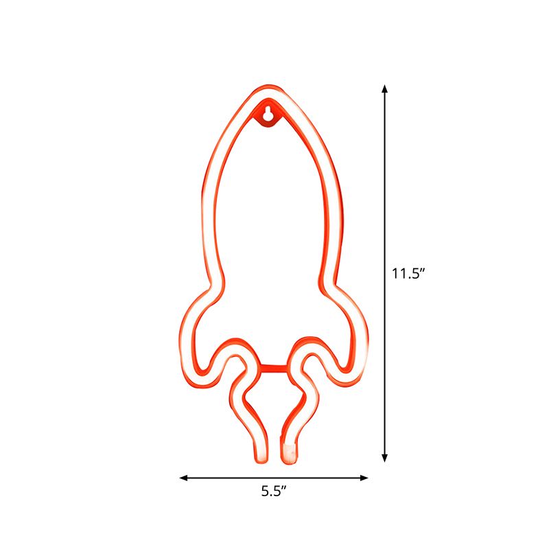 Rocket -vormige nachtstandaard Lamp Creatieve plastic kinderen Slaapkamer USB LED Wall Night Light in White