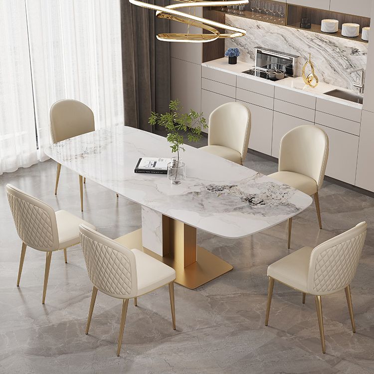 White and Gold Dining Collection Traditional Luxury Dining Pedestal Casual Table