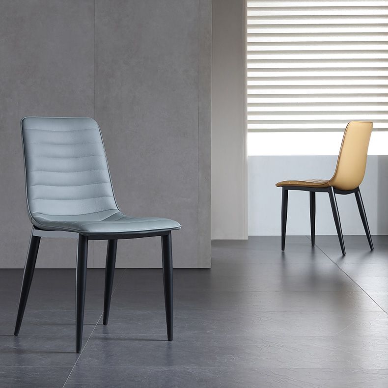 Upholstered Armless Dining Chairs Industrial Metal Legs Side Chair