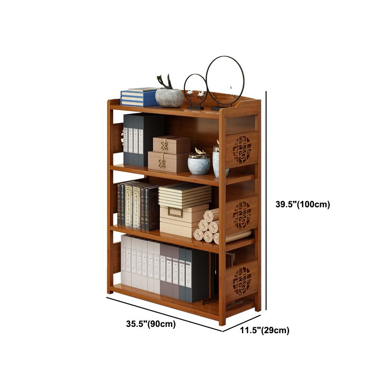 Modern Bamboo Closed Back Shelf Bookcase Floor Brown Book Shelf for Study Room