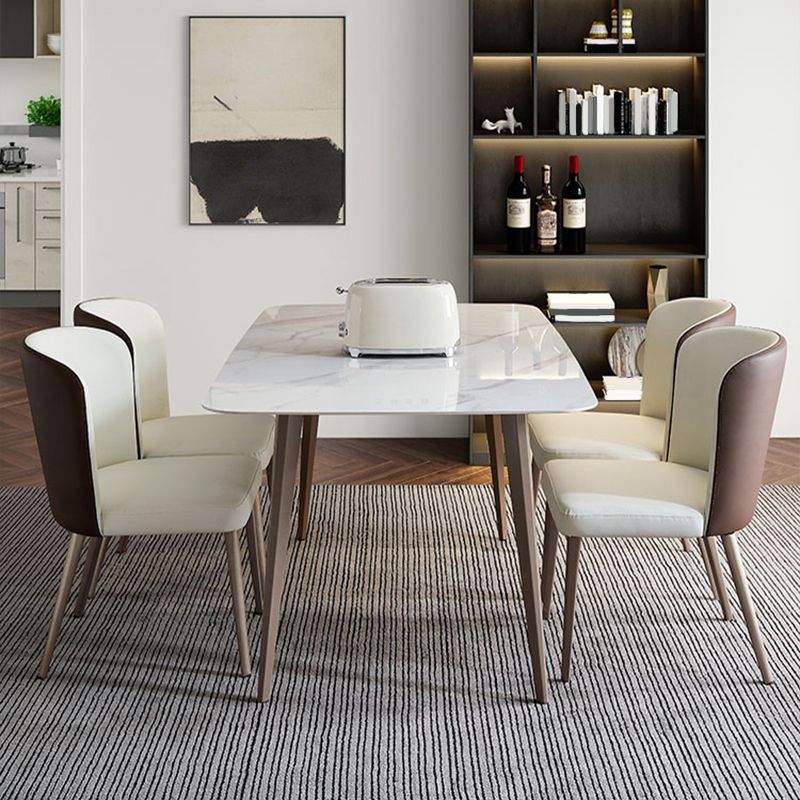 Table à manger rectangulaire en pierre moderne, Base de trépied pour dîner de cuisine à domicile