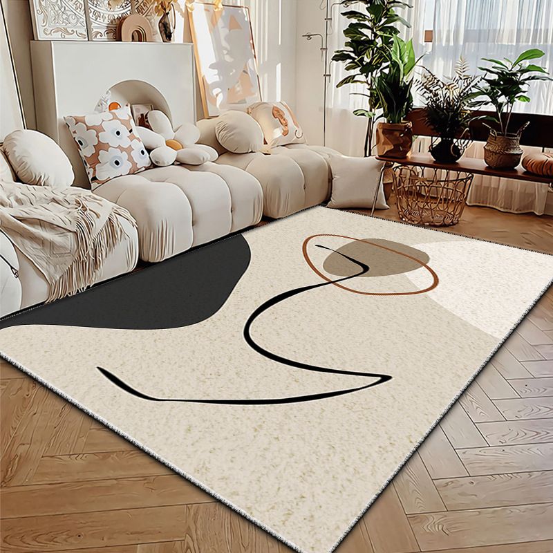 Nordic Area Carpet Polyester Contrast Panel Rug Sitting Room Non-Slip Backing Carpet