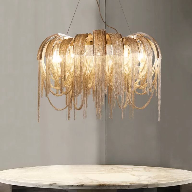 Stream Chandelier Lighting Modern Aluminum Chain LED Suspension Lamp for Dining Room