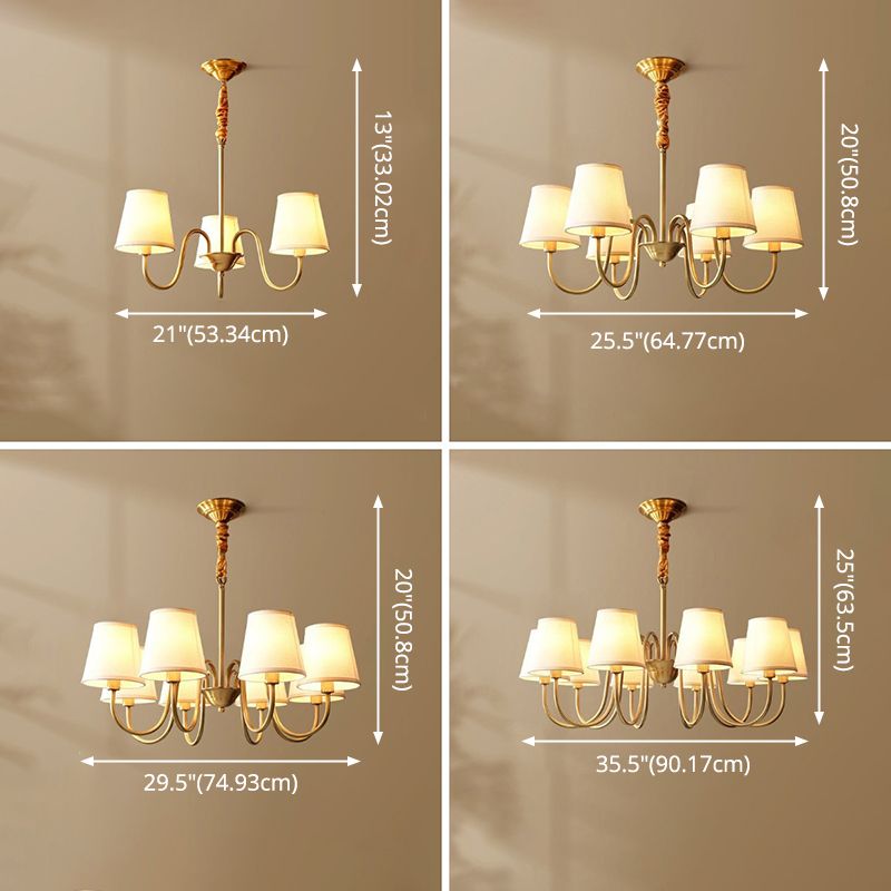 Traditional Creative Sputnik Hanging Lamp Copper Indoor Pendant Light with Fabrics Shade