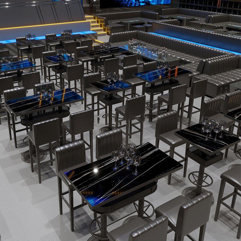 Industrial Style Bar Wine Table Black Color Bar Dining Table with Storage