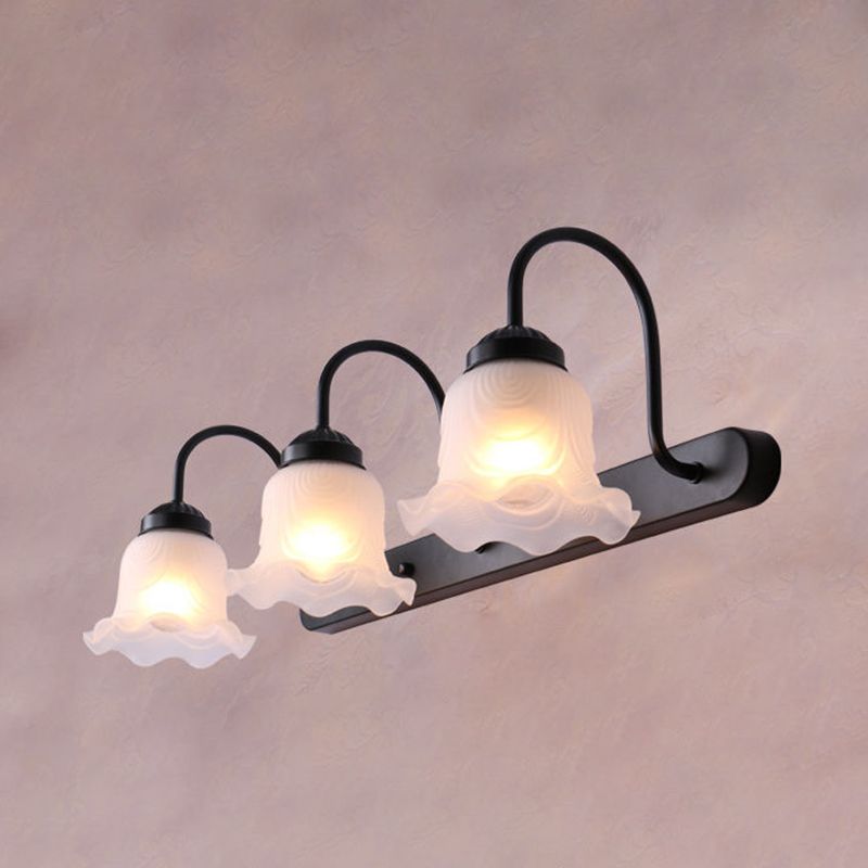 Gooseneck Vanity Mirror Lights American Pastoral Style Glass 3 Bulb Vanity Light