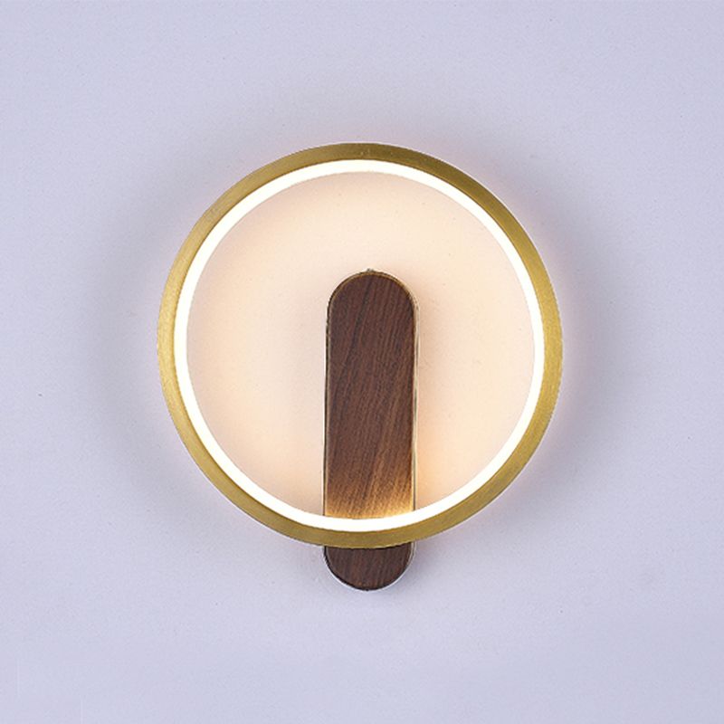 Modern LED Metal Wall Sconce Circular Shape Wall Light with Acrylic Shade for Bedroom