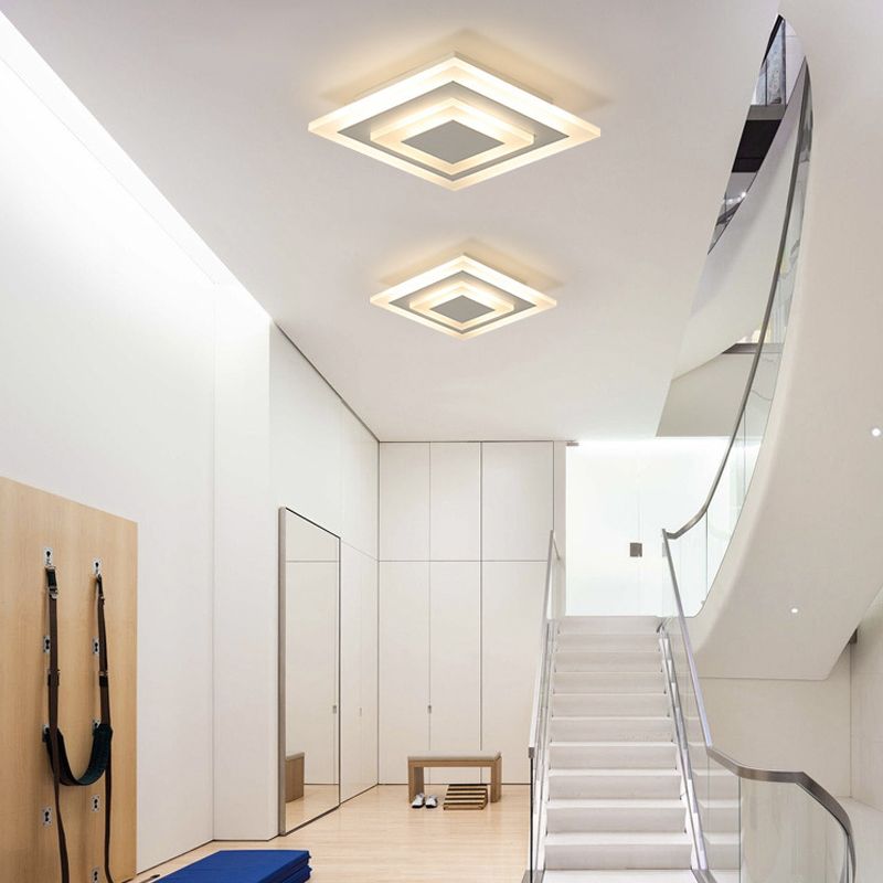 Wit/Koffie LED Gang Plafondlamp Eenvoudig Acryl Rond/Vierkant Inbouwverlichting in Warm/Wit/Natuurlijk Licht