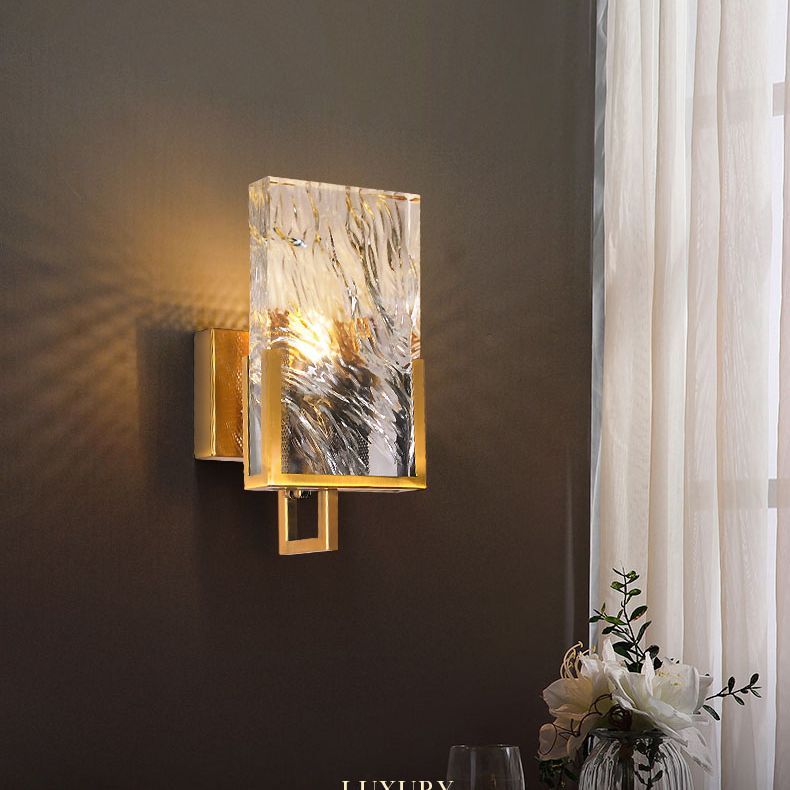 1 Lichtgold zeitgenössische Wandbeleuchtung Kristallquadrat-Wandbeleuchtung für Schlafzimmer