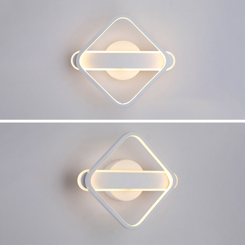 Square Aluminum Simplicity LED Wall Lamp 9.5" H Geometric Lines Acrylic Sconce Lighting Fixture for Bedroom