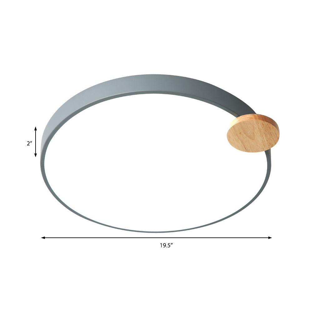 Modern Round Flush Light armatuur 12 "/16" /19.5 "W LED Acryl metalen spoelmontage Lamp voor slaapkamer met houten details, wit/grijs