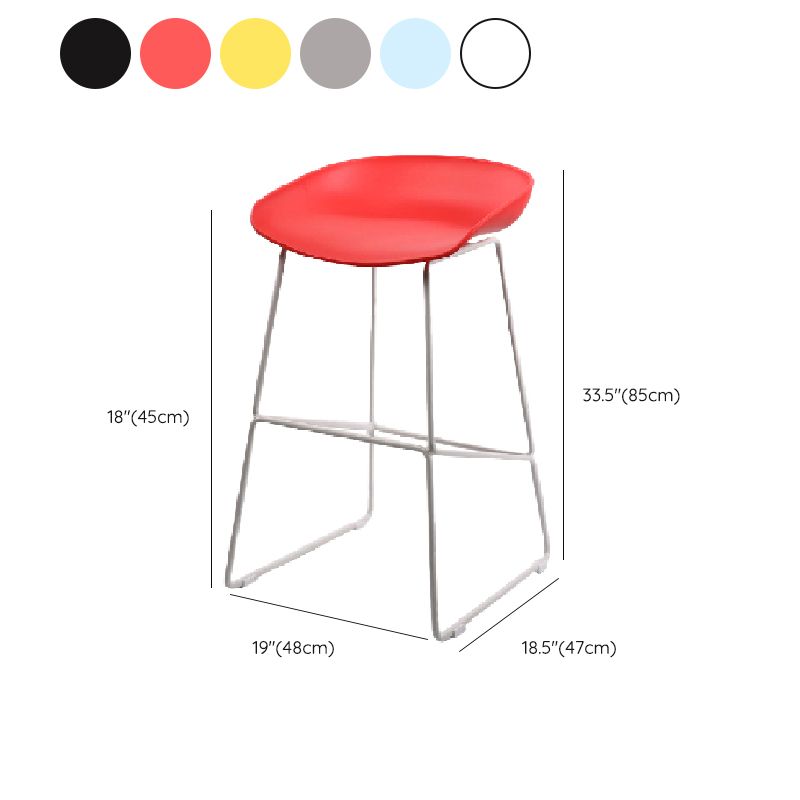 Glam Low Back Armless Bar Stool Indoor Plastic Stool with Metal Base