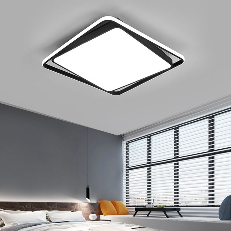 Square Led Surface Mount Ceiling Light Nordic Acryl Schwarz Flushmount Light for Bedroom