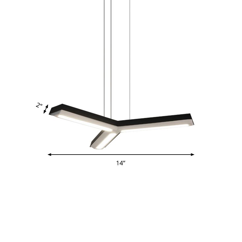 Lámpara colgante moderna 1 de luz con sombra de metal en forma de techo LED en forma de Y para el cargo