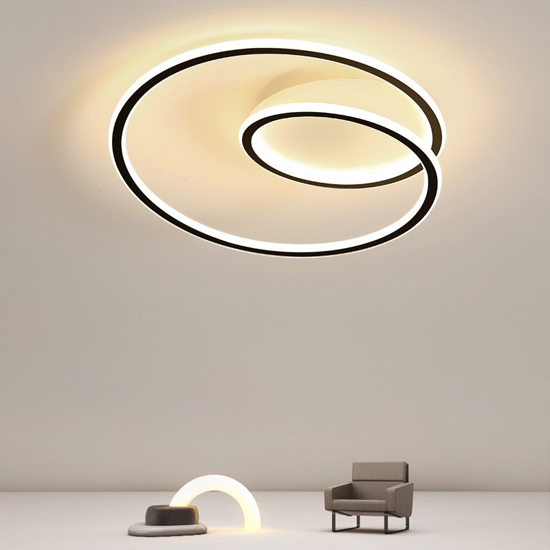 Metal Round Shade Flush Ceiling Light Modern Style 1-Light Flush Mount Fixture