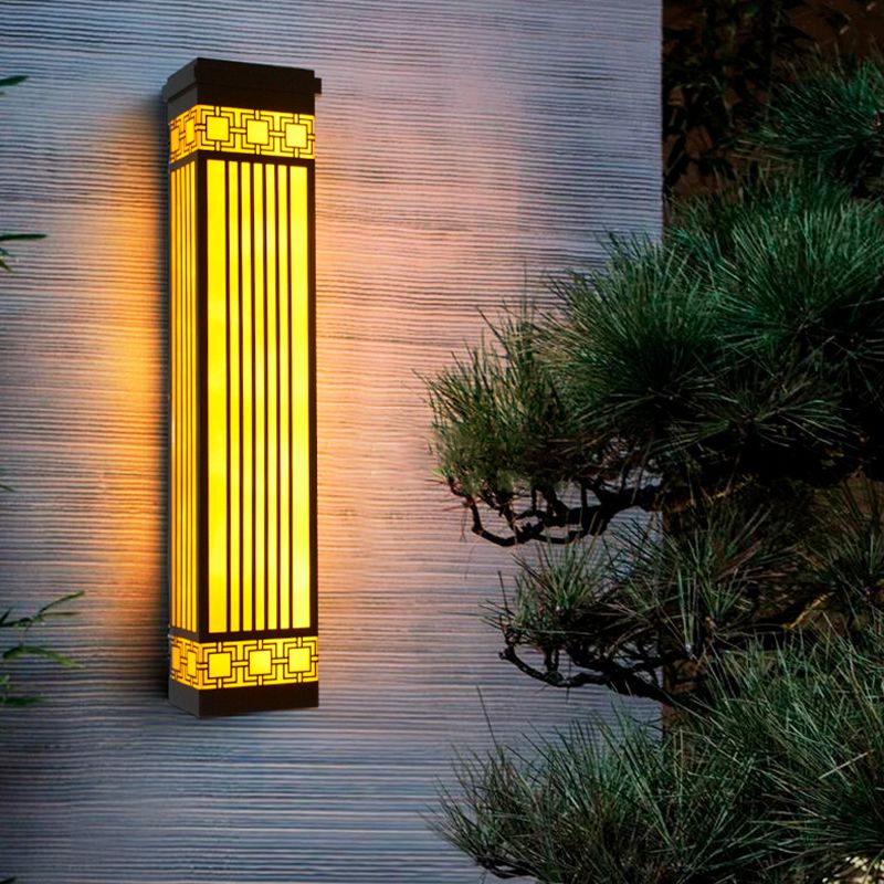 Contemporary Wall Sconce Rectangular Outdoor Wall Light Fixture for Courtyard
