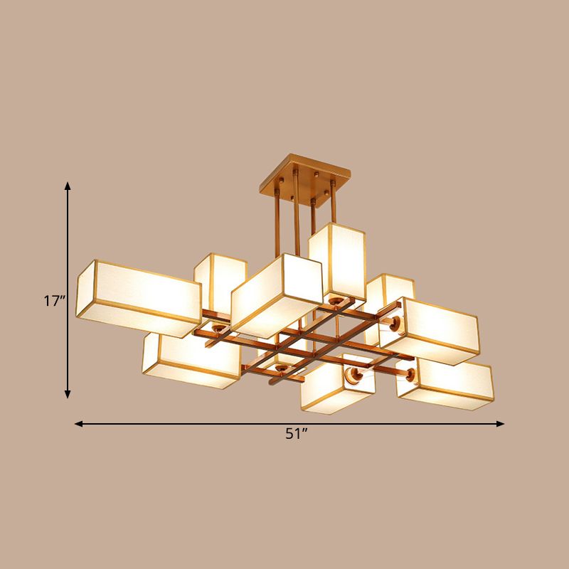 Traditional Rectangle Semi Flush Mount 8/10/12 Lights Metallic Ceiling Lighting in Black/Brass