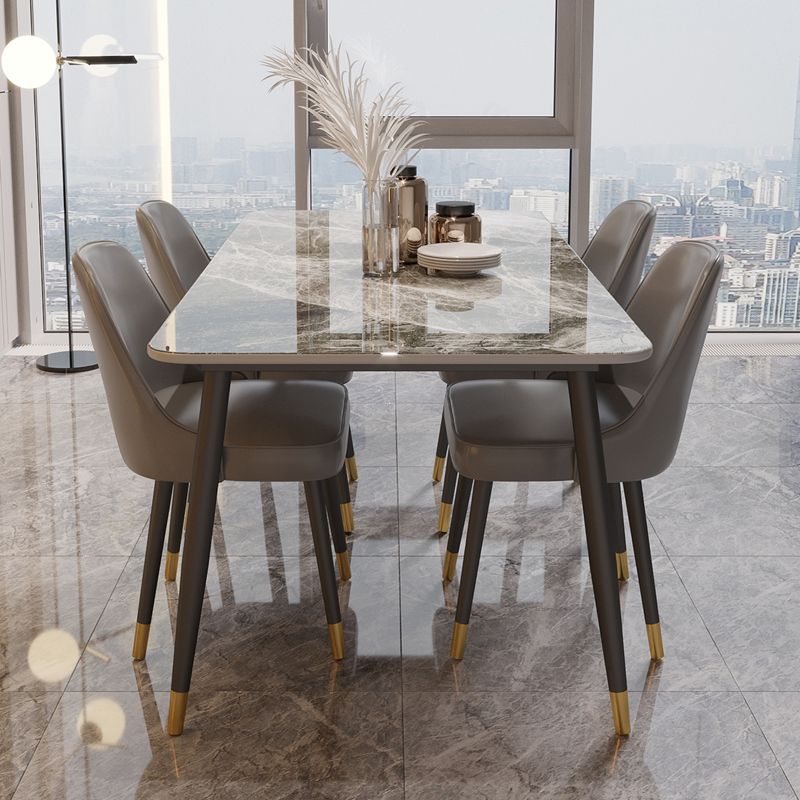 Traditional Luxury Dining Table Rectangle Sintered Stone Table with 4 Legs