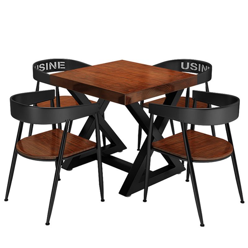 Tavolo da cucina in legno solido industriale tavolo da cavalletto quadrata marrone per sala da pranzo