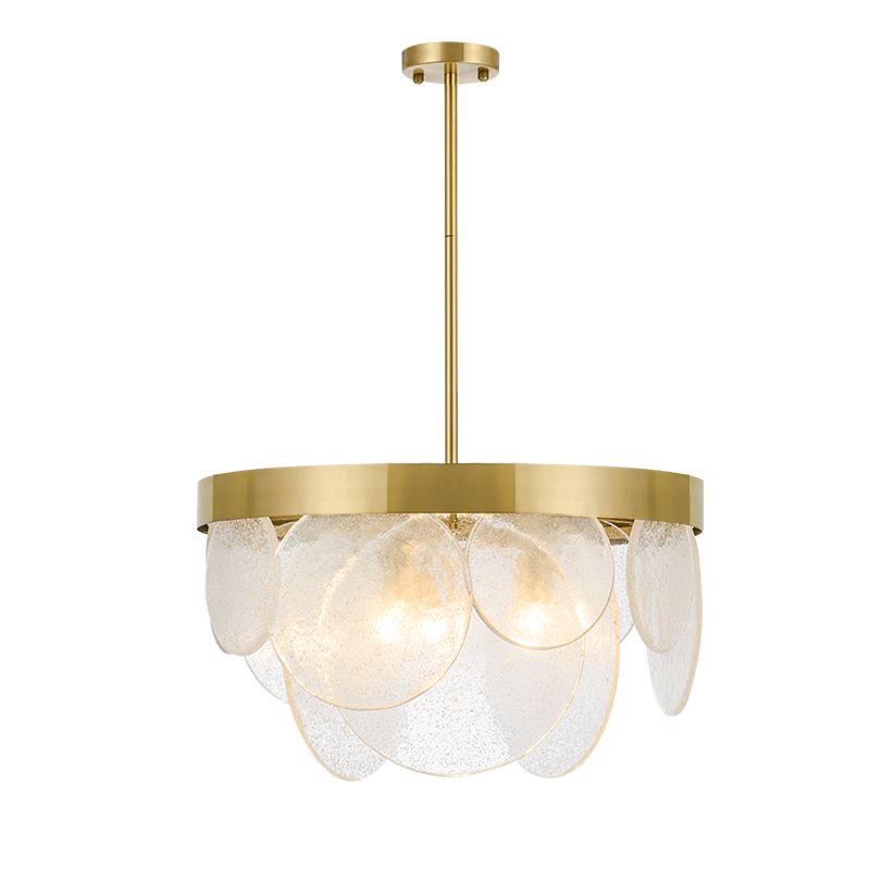 Modern Style Chandelier Light Fixture Round Shape Clear Glass Hanging Light