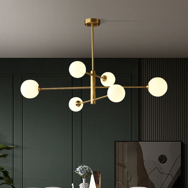 Lumo lampadario a forma di globo in vetro Flaccura illuminata moderna a soffitto a sospensione bianca