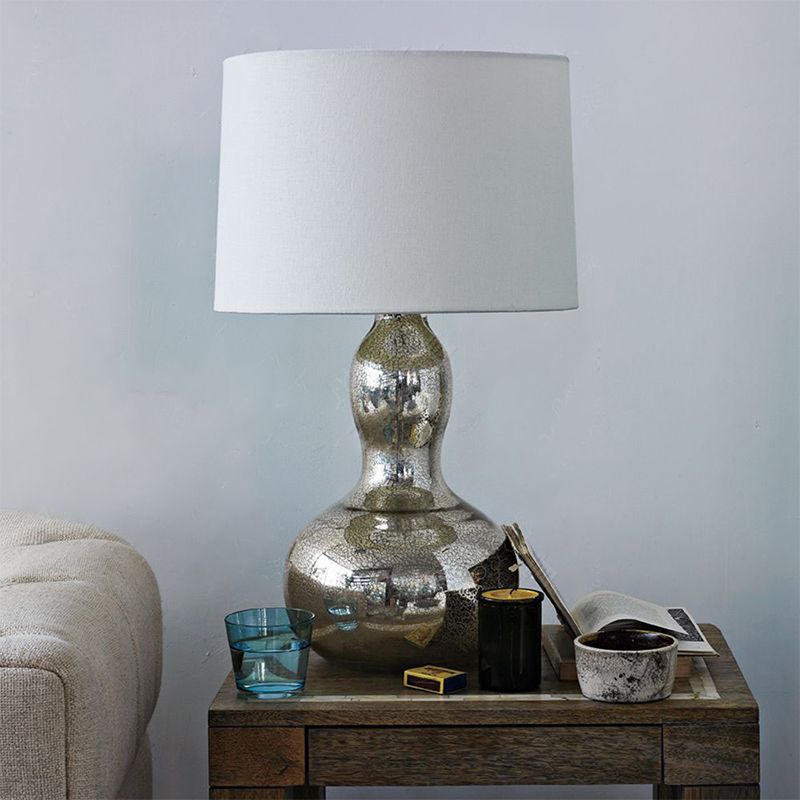 Fabric Tapered Table Lamp Modern Single Living Room Nightstand Lighting with Gourd Shaped Base