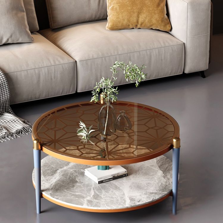 Contemporary Round Coffee Table 3 Legs Cocktail Table for Home