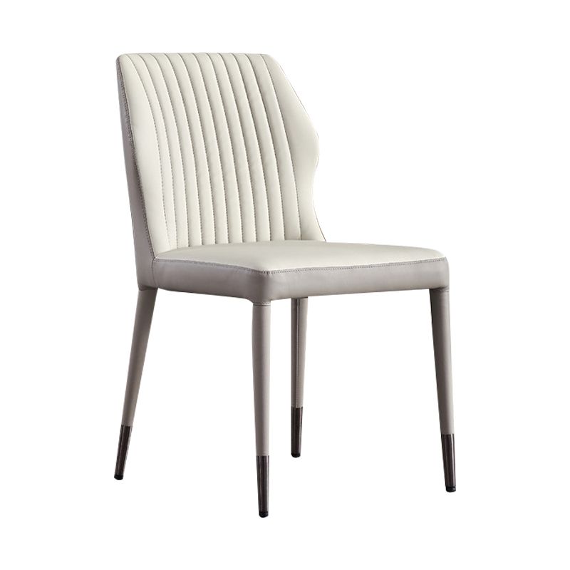 Moderne stijl armloze zijstoelen stevige lederen eetkamerstoelen voor de keuken (set van 2)