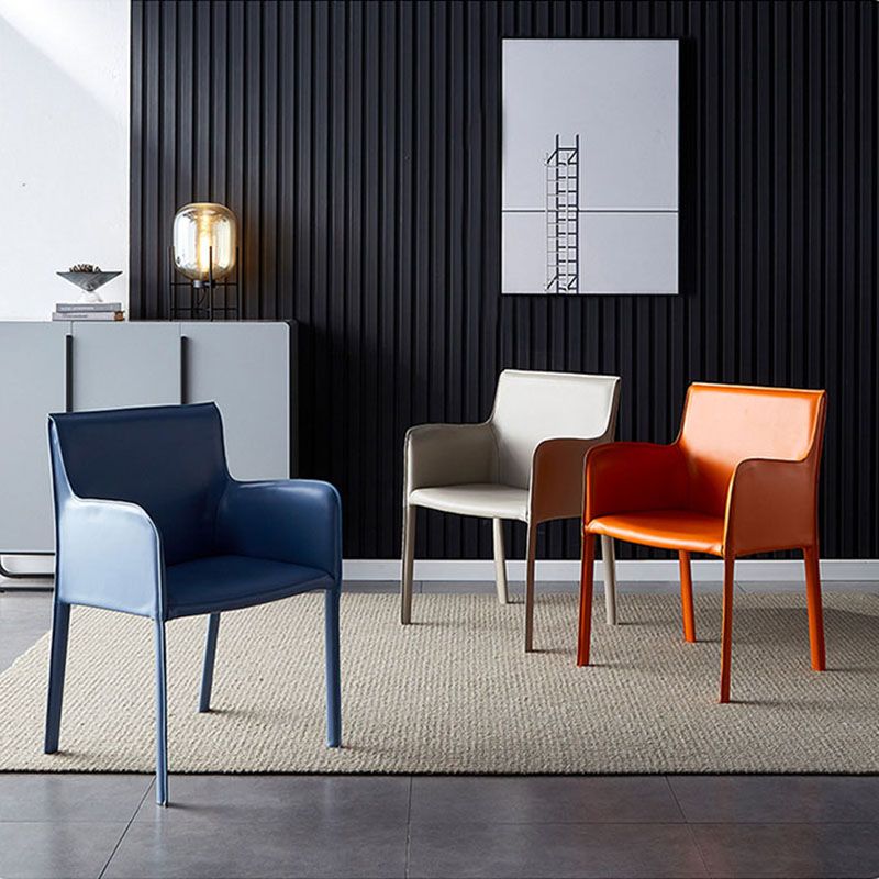 Contemporary Leather Dining Room Chair Metal Dining Armchair for Restaurant Use