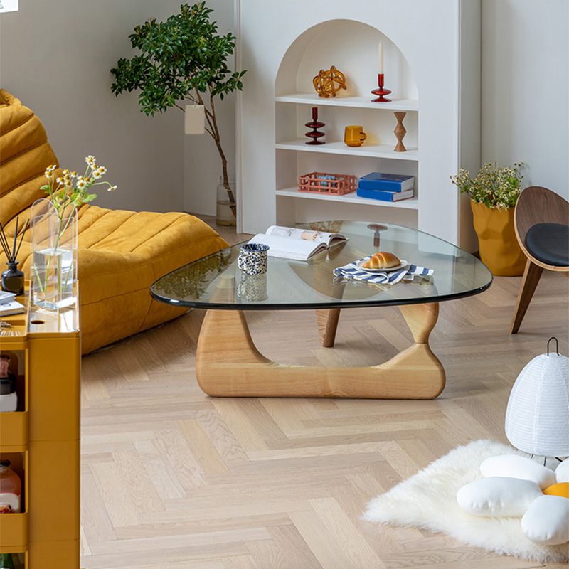 Modern Triangle Glass Abstract Coffee Table Clear Cocktail Table