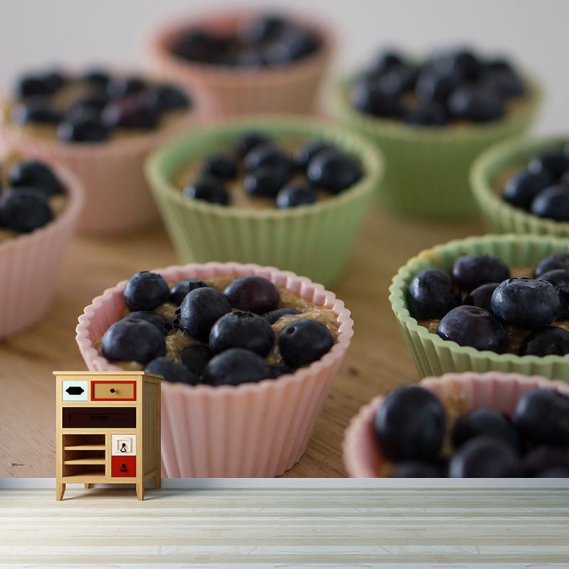 Blueberry Cake Dessert Murals Environment Friendly for Dessert Shop Stain Resistant