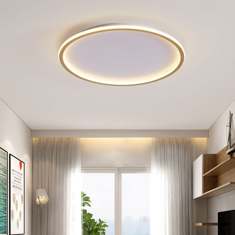 Disc Thin Ceiling Light Fixture Simple Style Metal Living Room LED Flushmount Lighting in Gold, 12"/19.5"/23.5" W