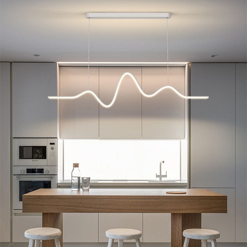 Modern Minimalist Acrylic Island Light Linear 1-Light Hanging Lamp for Dining Room