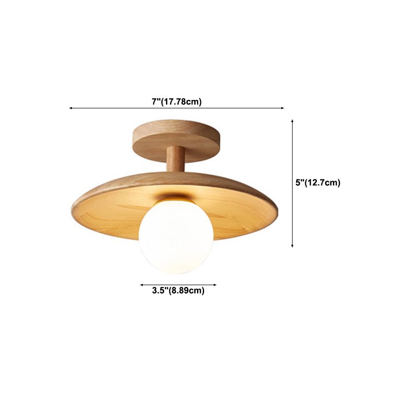 Japanese Style Wooden Ceiling Light Circle Shape Ceiling Lamp for Bedroom