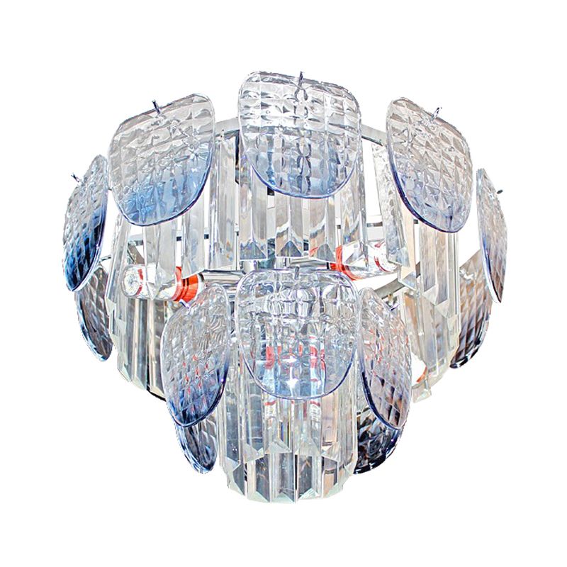 Kit de luz colgante de cristal de cristal transparente moderno 5/10 luces lámparas de colgante azul claro