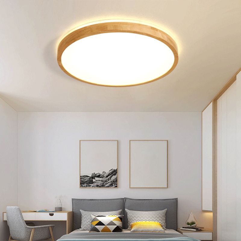 Ronde Flush Plafond Licht Armatuur Modern 1-Licht Beige Flush Mount Lamp met Acryl