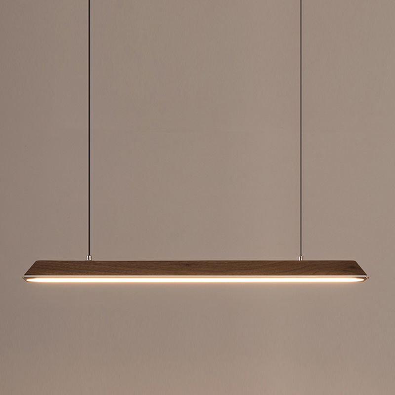 Modern 1-Light Island Light Linear Wood Island Chandelier Lights for Office