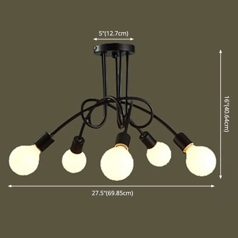 Luminaria de techo de montaje semiempotrado con bombilla expuesta industrial Luminaria de techo de montaje semiempotrado de metal en acabado negro